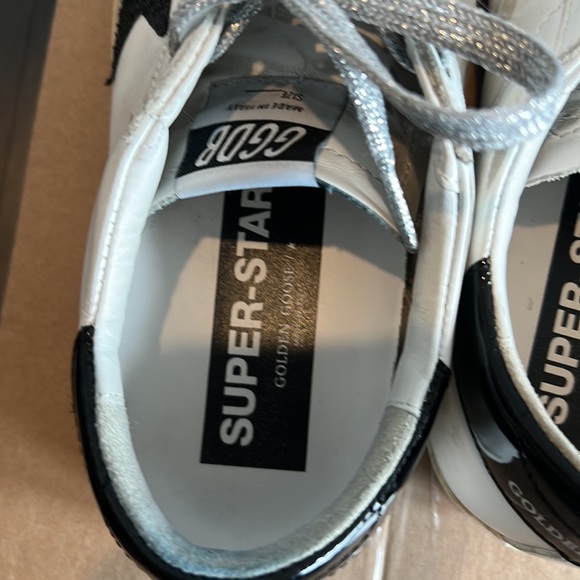 Golden Goose Superstar Intermix Ltd Ed Black Glitter Star Silver Laces Size 9 - Picture 6 of 8